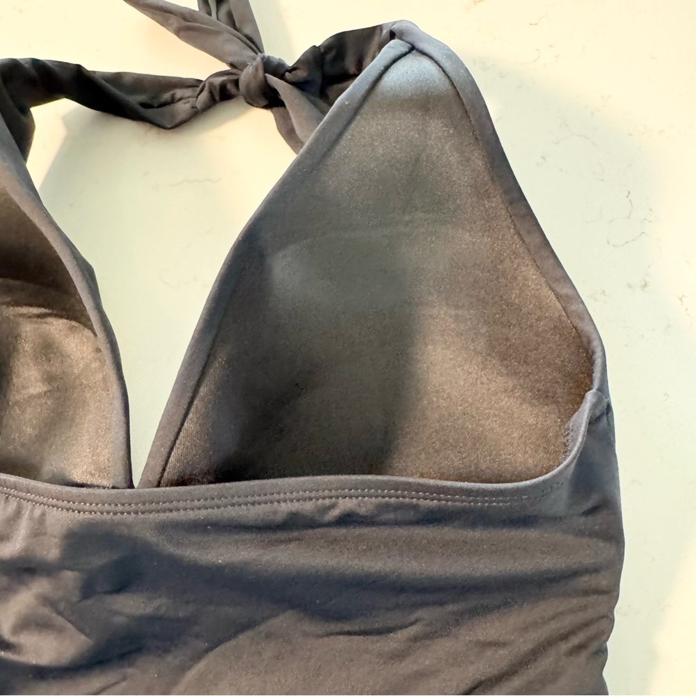 LA BLANCA Swimsuit Tankini Top Island Goddess Halter Beach Size 10 Black NWT - Picture 6 of 8